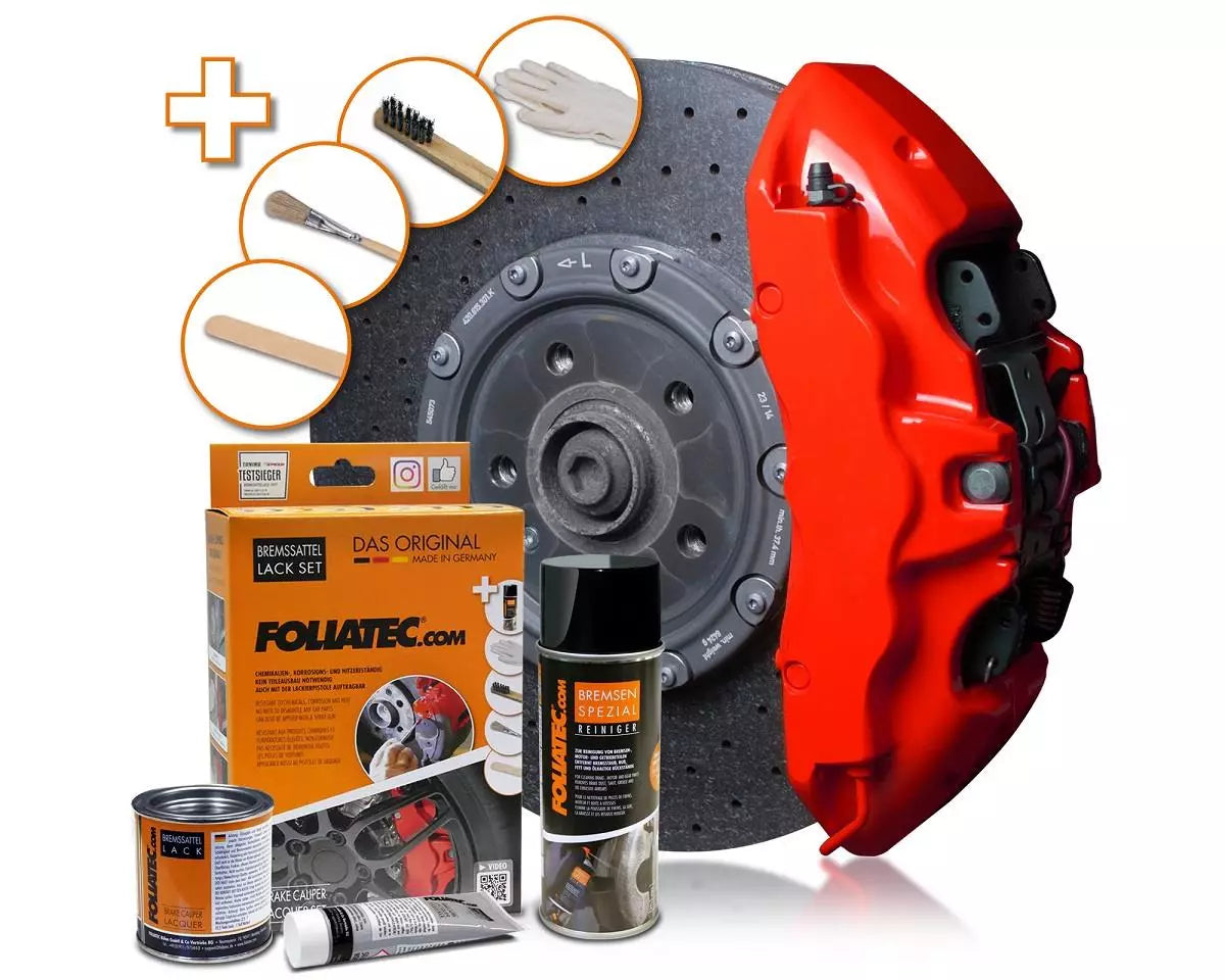 Foliatec Brake Caliper Lacquer Set - Performance Red 3 components - Garasjekos.no