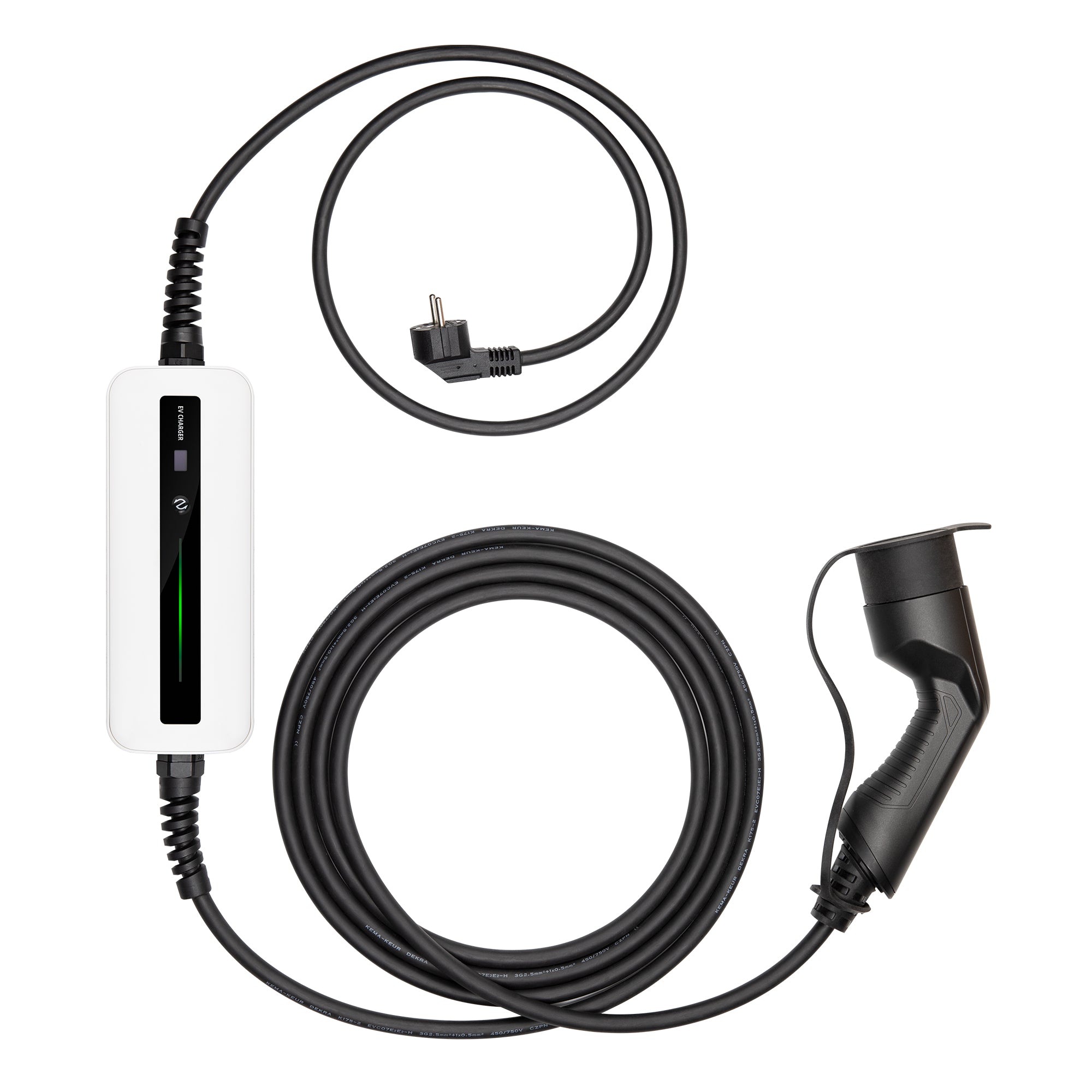 Nødlader med Schuko, type 1 (7,5 m) 6-16 amp m/LCD skjerm
