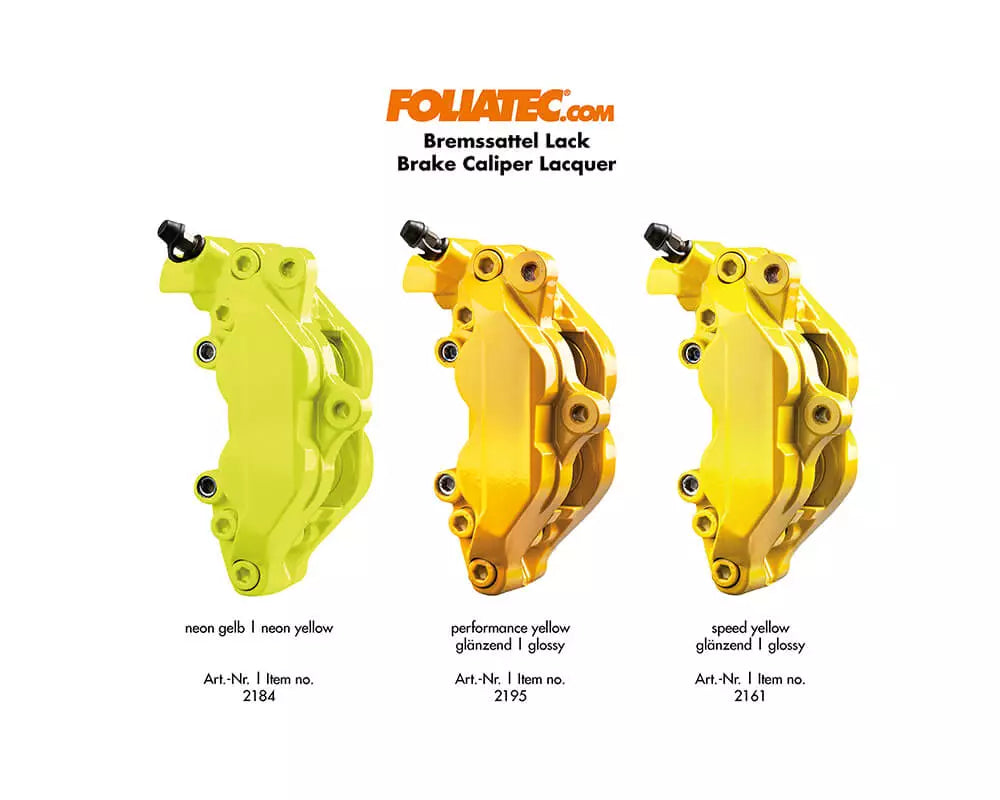 Foliatec Brake Caliper Lacquer Set - Performance Yellow, 3 components - Garasjekos.no